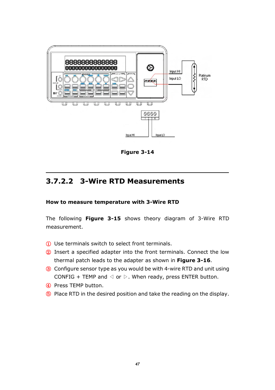 2 3-wire rtd measurements | BNC 1201 - 6 1/2 Digit Digital Multimeter User Manual | Page 46 / 177