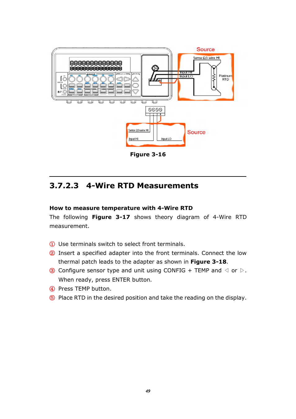 3 4-wire rtd measurements | BNC 1201 - 6 1/2 Digit Digital Multimeter User Manual | Page 48 / 177