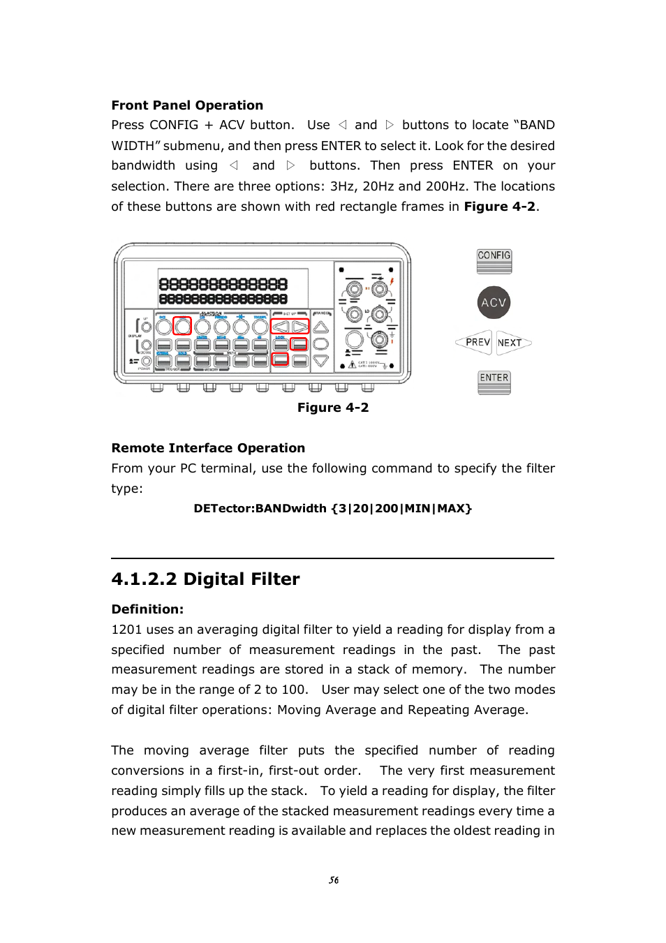 2 digital filter | BNC 1201 - 6 1/2 Digit Digital Multimeter User Manual | Page 55 / 177