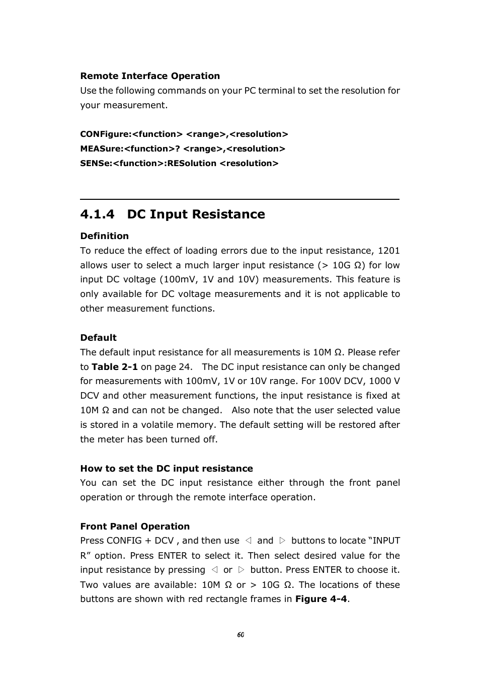 4 dc input resistance | BNC 1201 - 6 1/2 Digit Digital Multimeter User Manual | Page 59 / 177