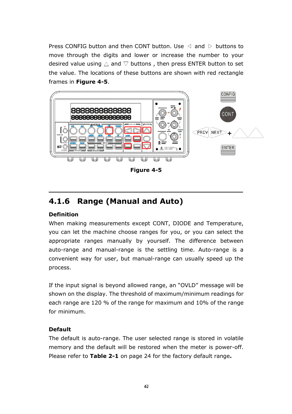 6 range (manual and auto) | BNC 1201 - 6 1/2 Digit Digital Multimeter User Manual | Page 61 / 177