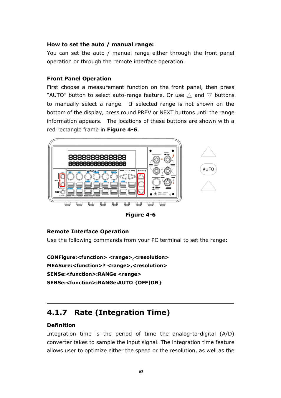 7 rate (integration time) | BNC 1201 - 6 1/2 Digit Digital Multimeter User Manual | Page 62 / 177