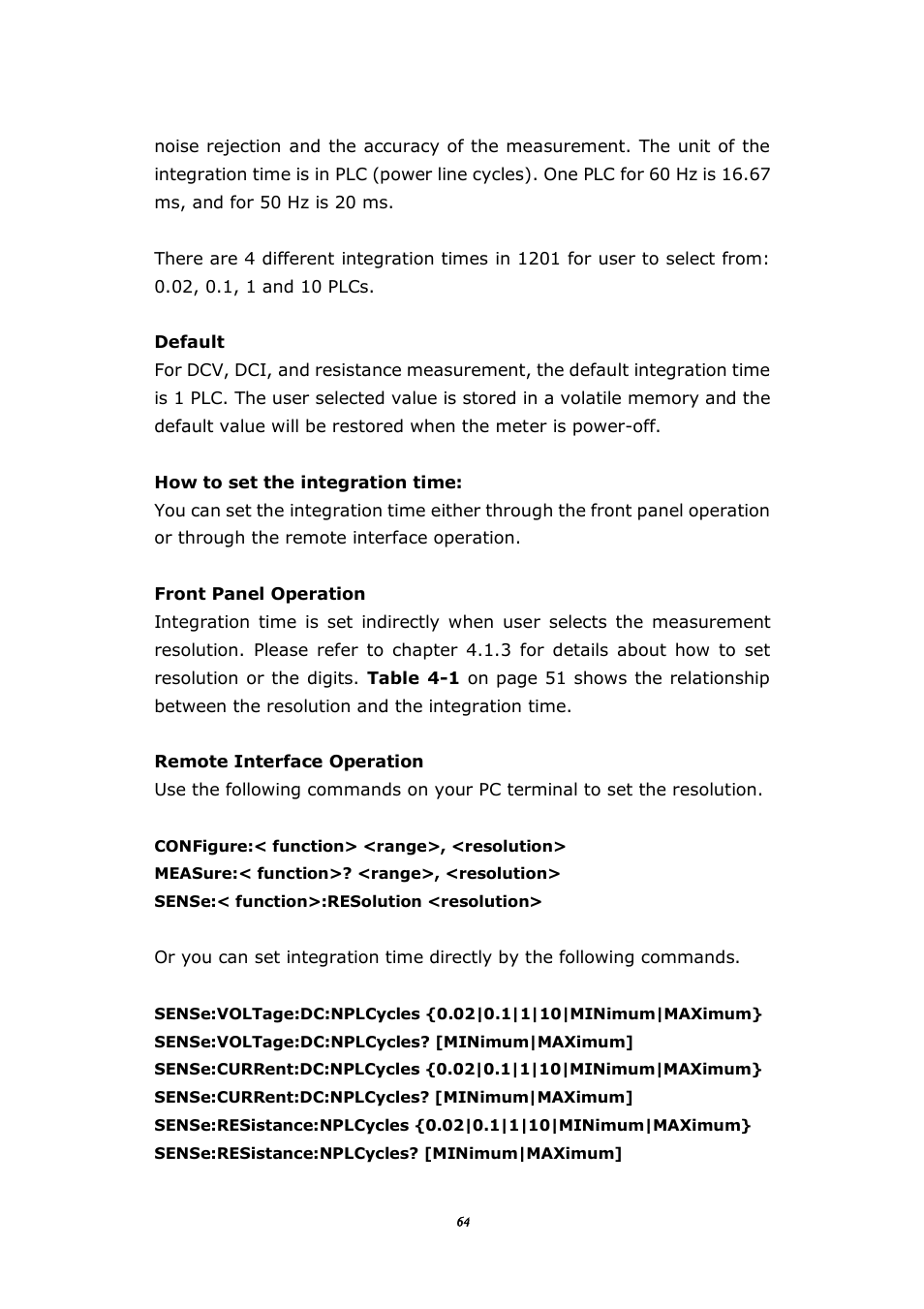 7 rate (integration time) | BNC 1201 - 6 1/2 Digit Digital Multimeter User Manual | Page 63 / 177