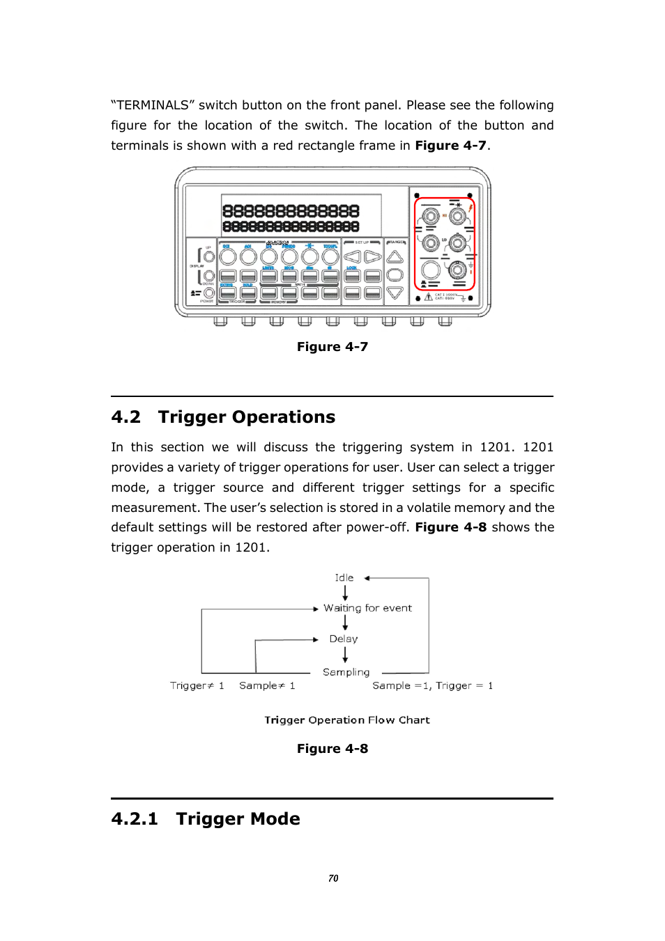2 trigger operations, 1 trigger mode | BNC 1201 - 6 1/2 Digit Digital Multimeter User Manual | Page 69 / 177