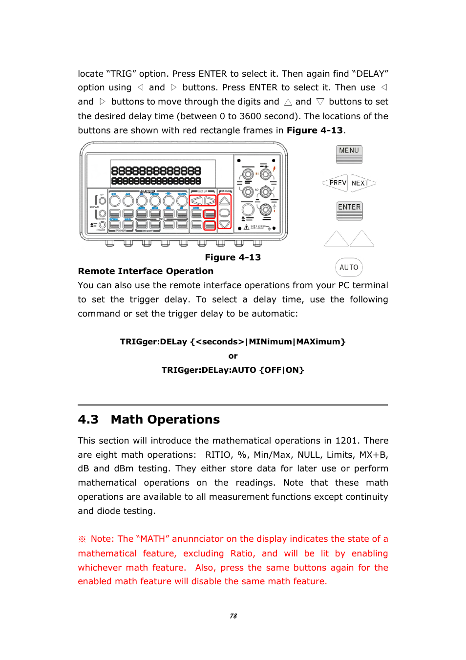 3 math operations | BNC 1201 - 6 1/2 Digit Digital Multimeter User Manual | Page 77 / 177