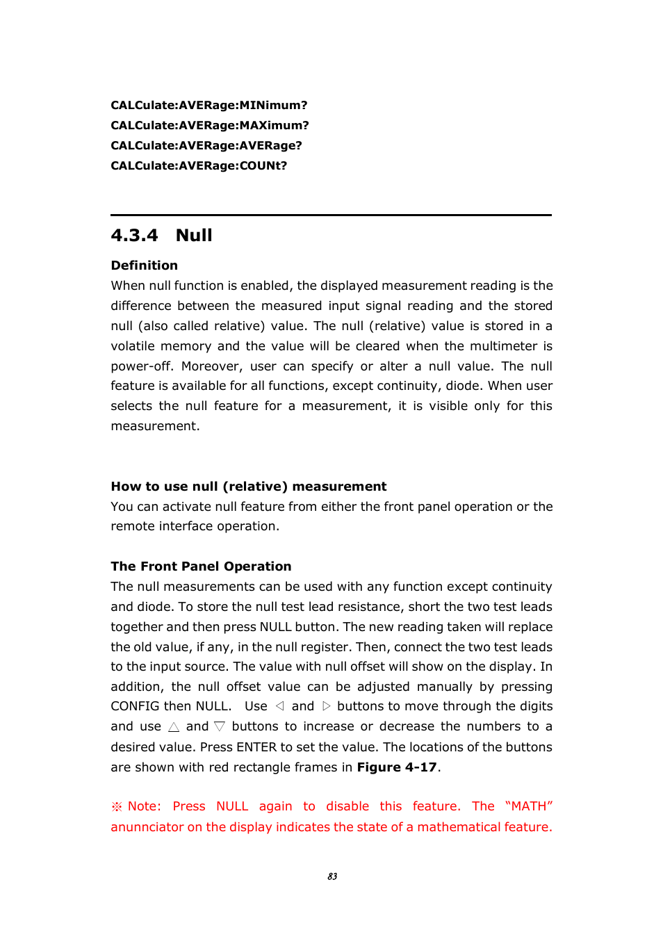 4 null | BNC 1201 - 6 1/2 Digit Digital Multimeter User Manual | Page 82 / 177