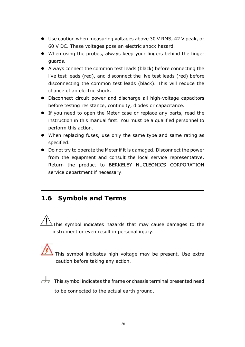 6 symbols and terms | BNC 1201 - 6 1/2 Digit Digital Multimeter User Manual | Page 9 / 177