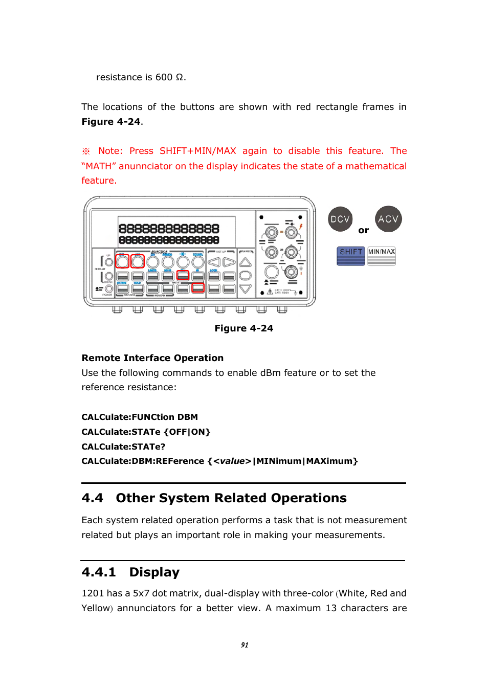 4 other system related operations, 1 display | BNC 1201 - 6 1/2 Digit Digital Multimeter User Manual | Page 90 / 177