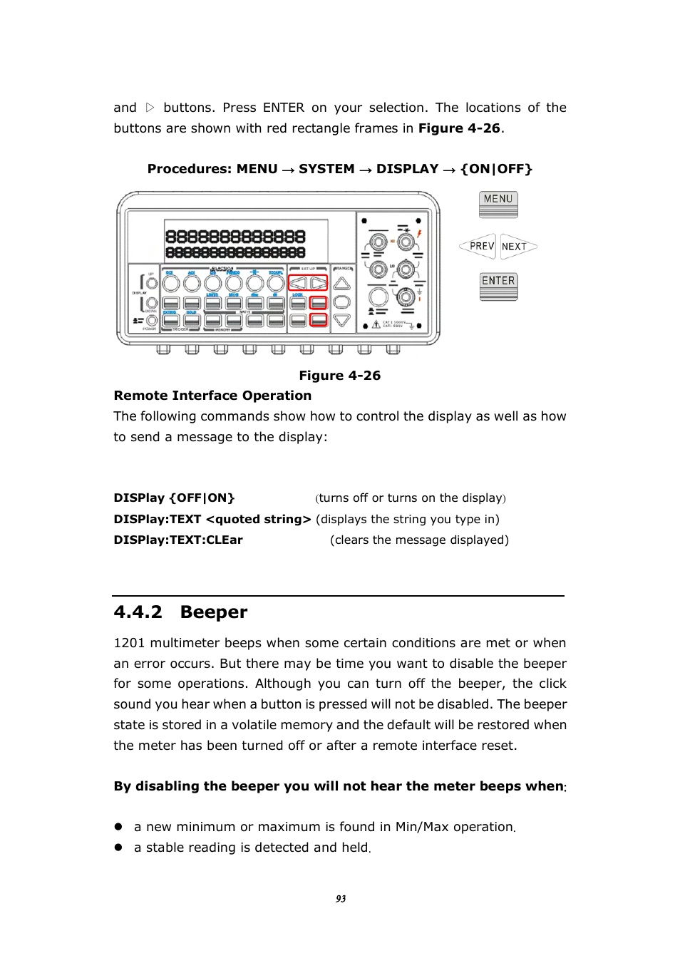 2 beeper | BNC 1201 - 6 1/2 Digit Digital Multimeter User Manual | Page 92 / 177