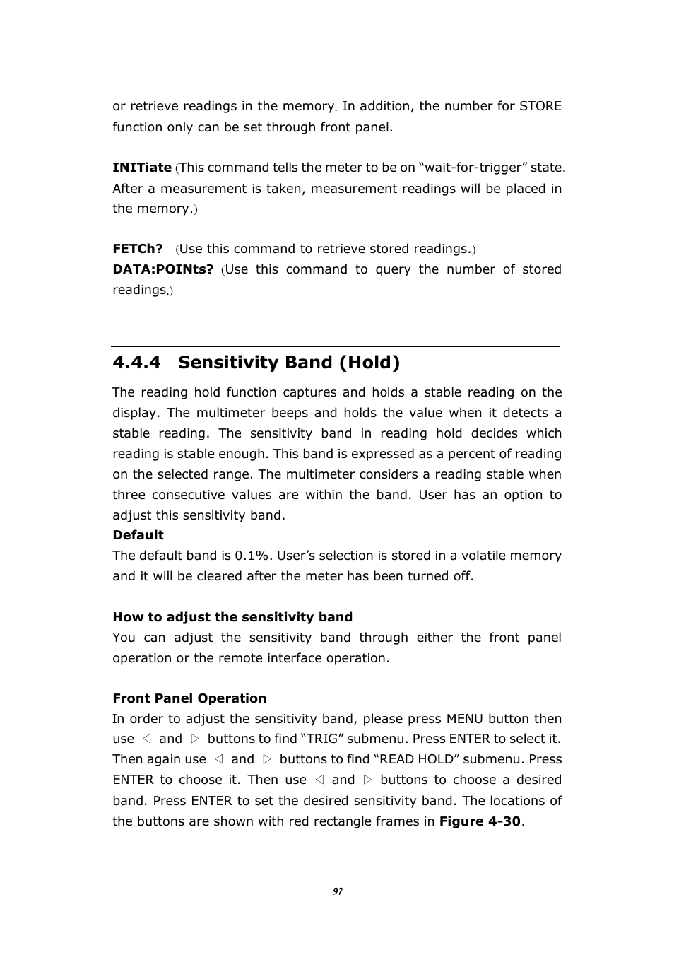 4 sensitivity band (hold) | BNC 1201 - 6 1/2 Digit Digital Multimeter User Manual | Page 96 / 177