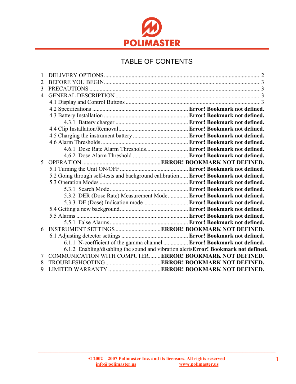 BNC 1703MO-1 - PRD/Dosimeter User Manual | Page 3 / 6