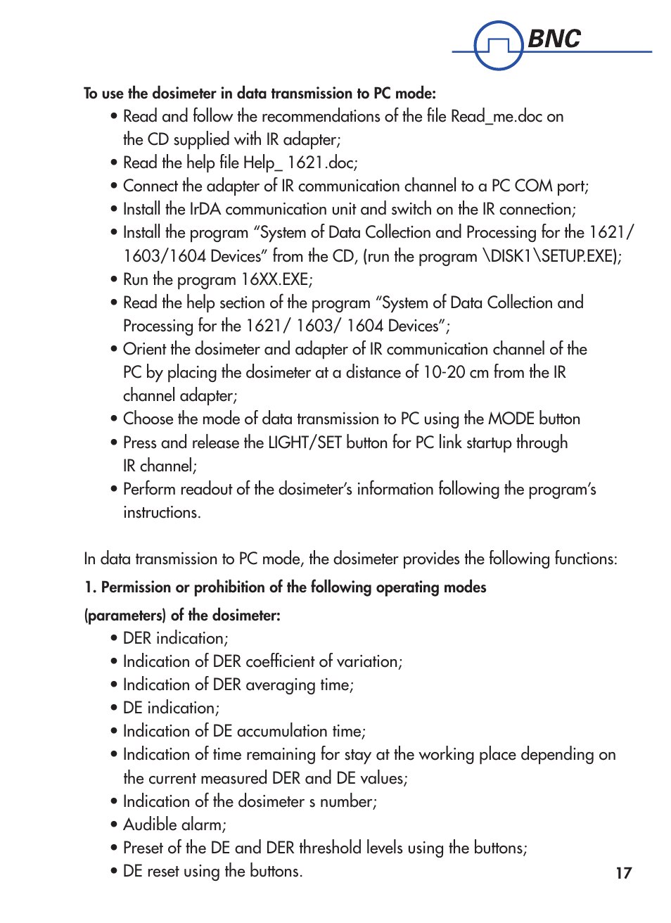 BNC 1621M User Manual | Page 18 / 27