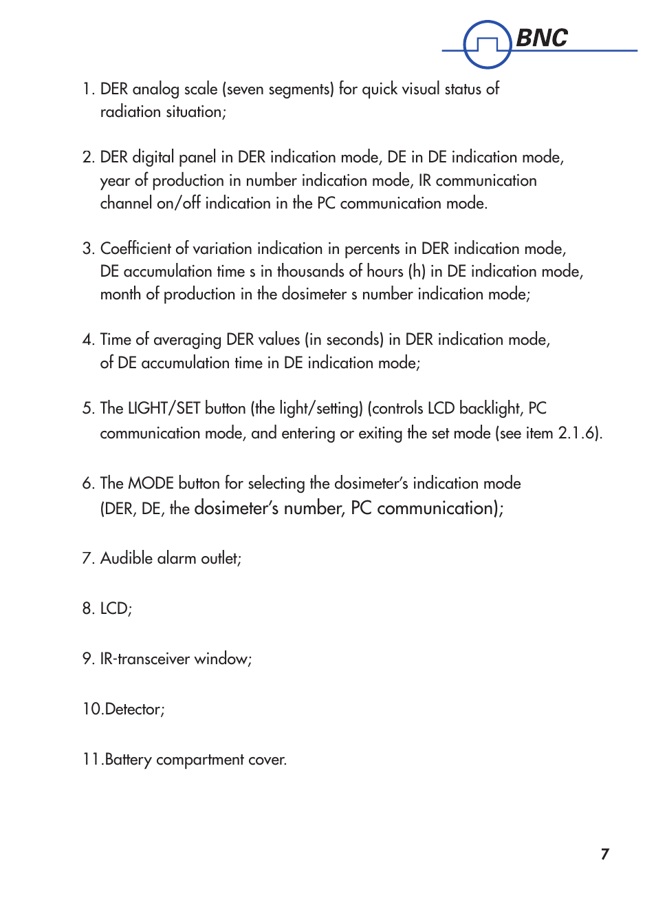 BNC 1621M User Manual | Page 8 / 27