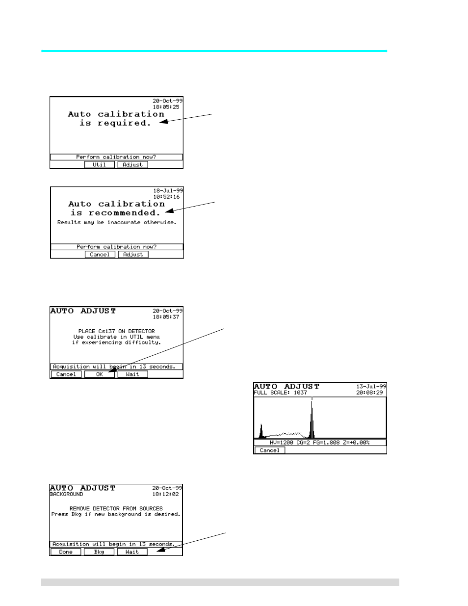 1 quick calibration adjustment, Quick calibration adjustment, 1 fo | Nd 4.2.1 doe | BNC SAM 935 Portable Gamma Spectroscopy System User Manual | Page 26 / 70