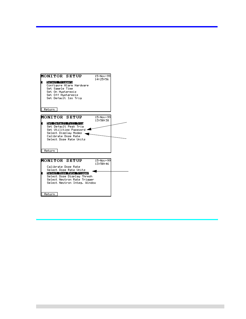 1 area monitor setup, 1 set the sample time, Area monitor setup | Set the sample time | BNC SAM 935 Portable Gamma Spectroscopy System User Manual | Page 45 / 70