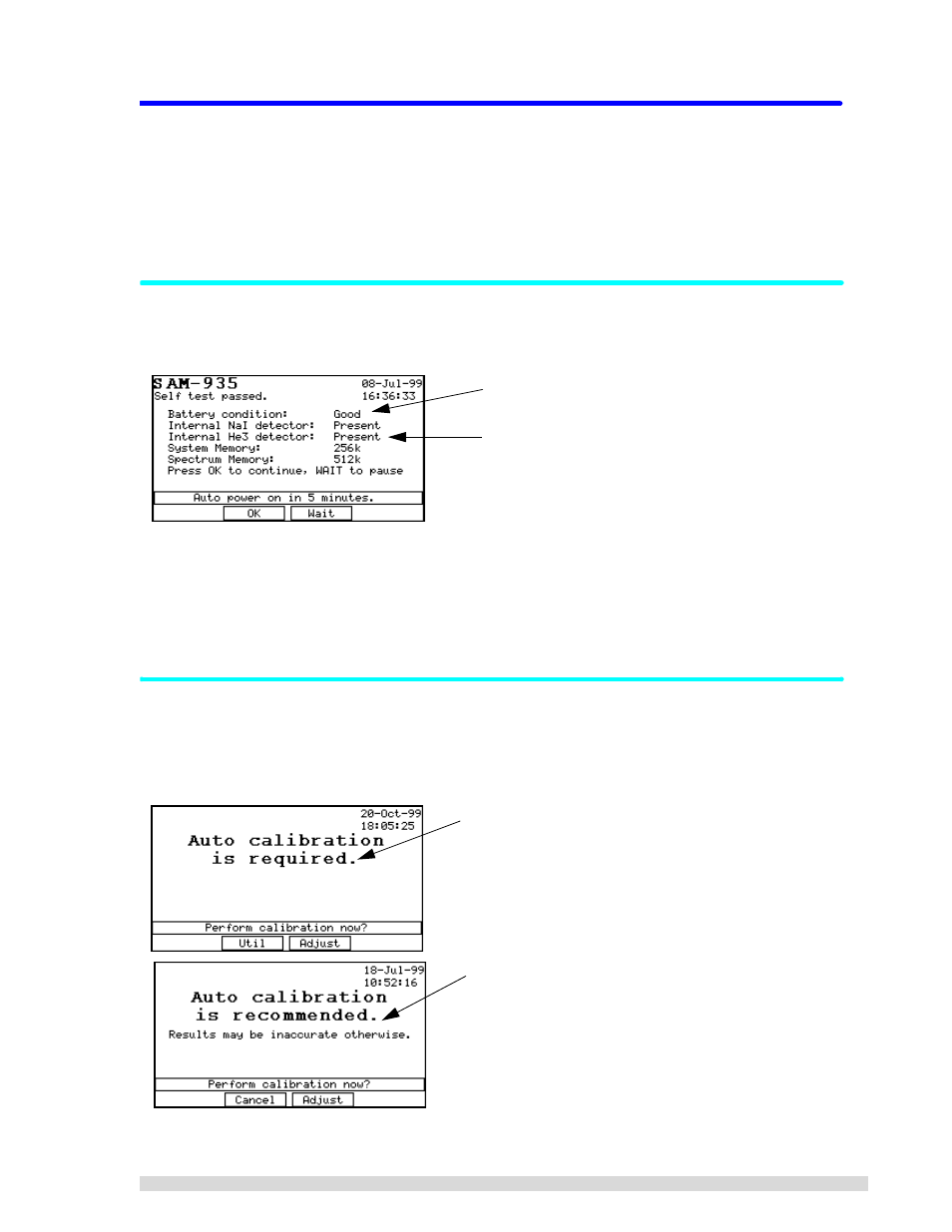 2 quick reference, 1 power on the sam 935, 2 quick calibration and background reading | Quick reference, Power on the sam 935, Quick calibration and background reading | BNC SAM 935 Portable Gamma Spectroscopy System User Manual | Page 7 / 70