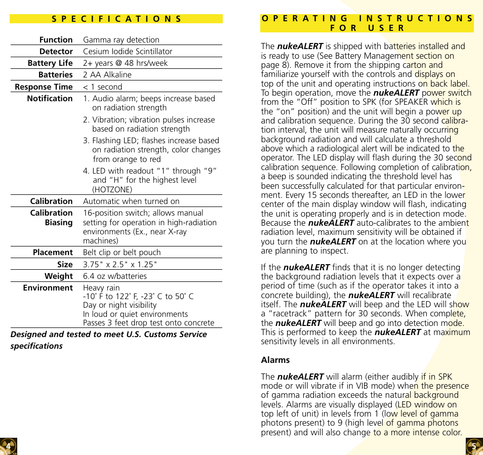 BNC 951 nukeALERT Preventative Early Warning Radiation Detector User Manual | Page 3 / 7