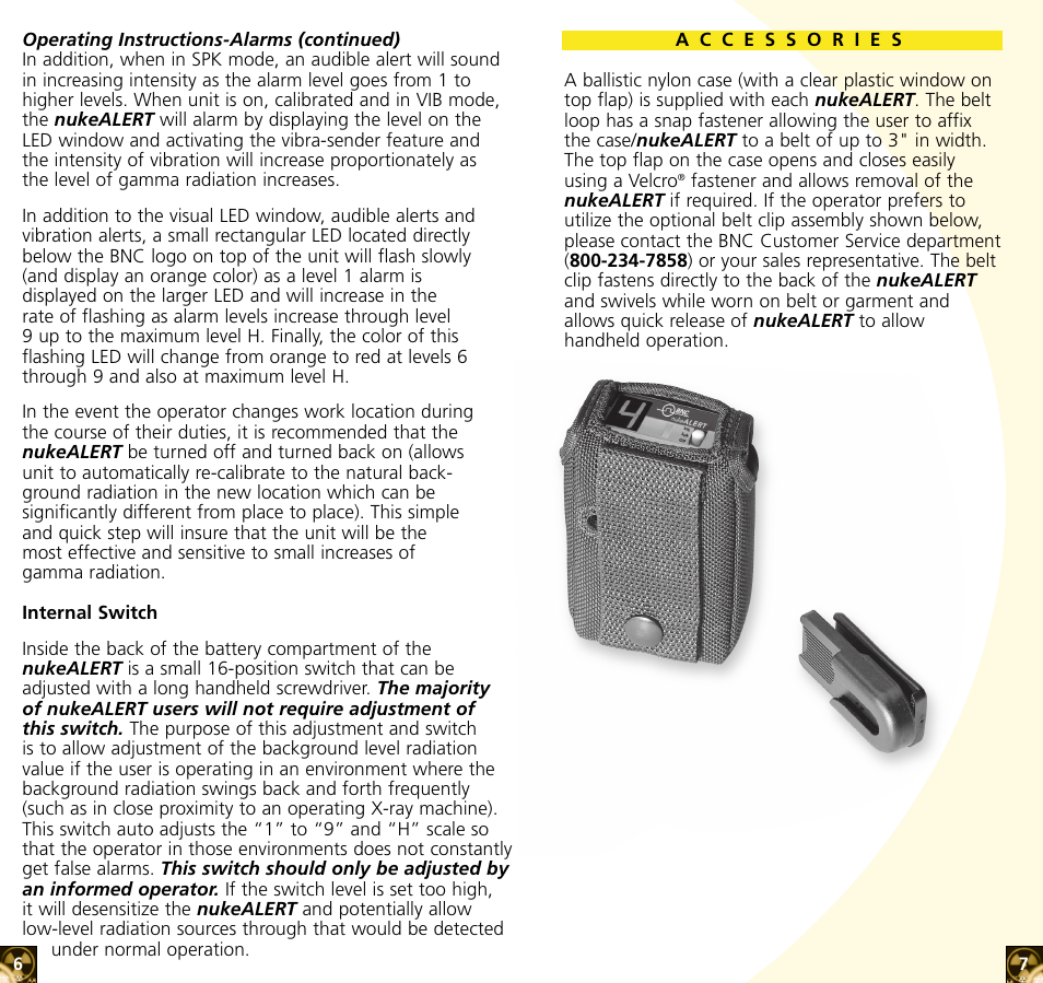 BNC 951 nukeALERT Preventative Early Warning Radiation Detector User Manual | Page 4 / 7
