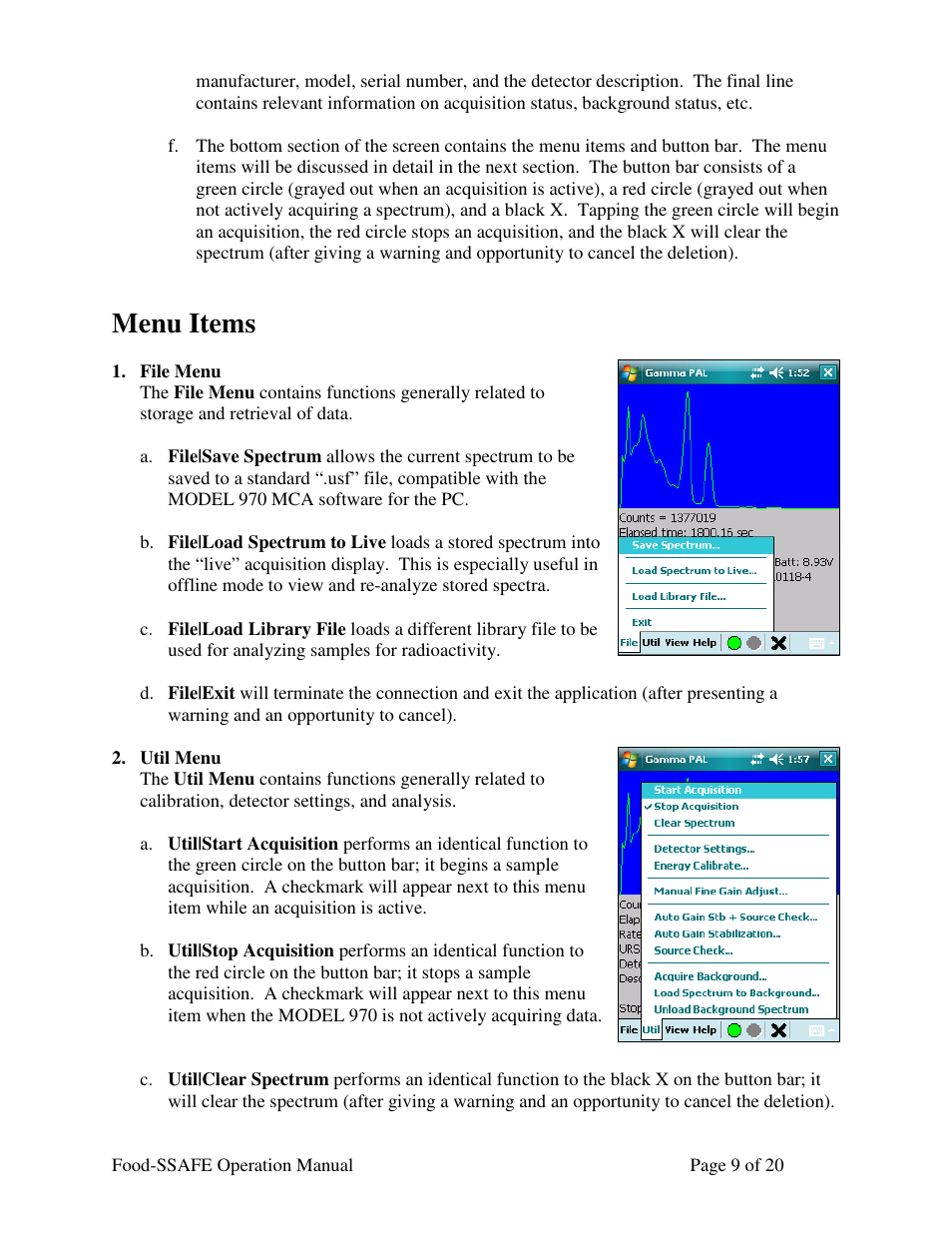 Menu items | BNC 971 Food-SSAFE Analysis Kit User Manual | Page 8 / 10