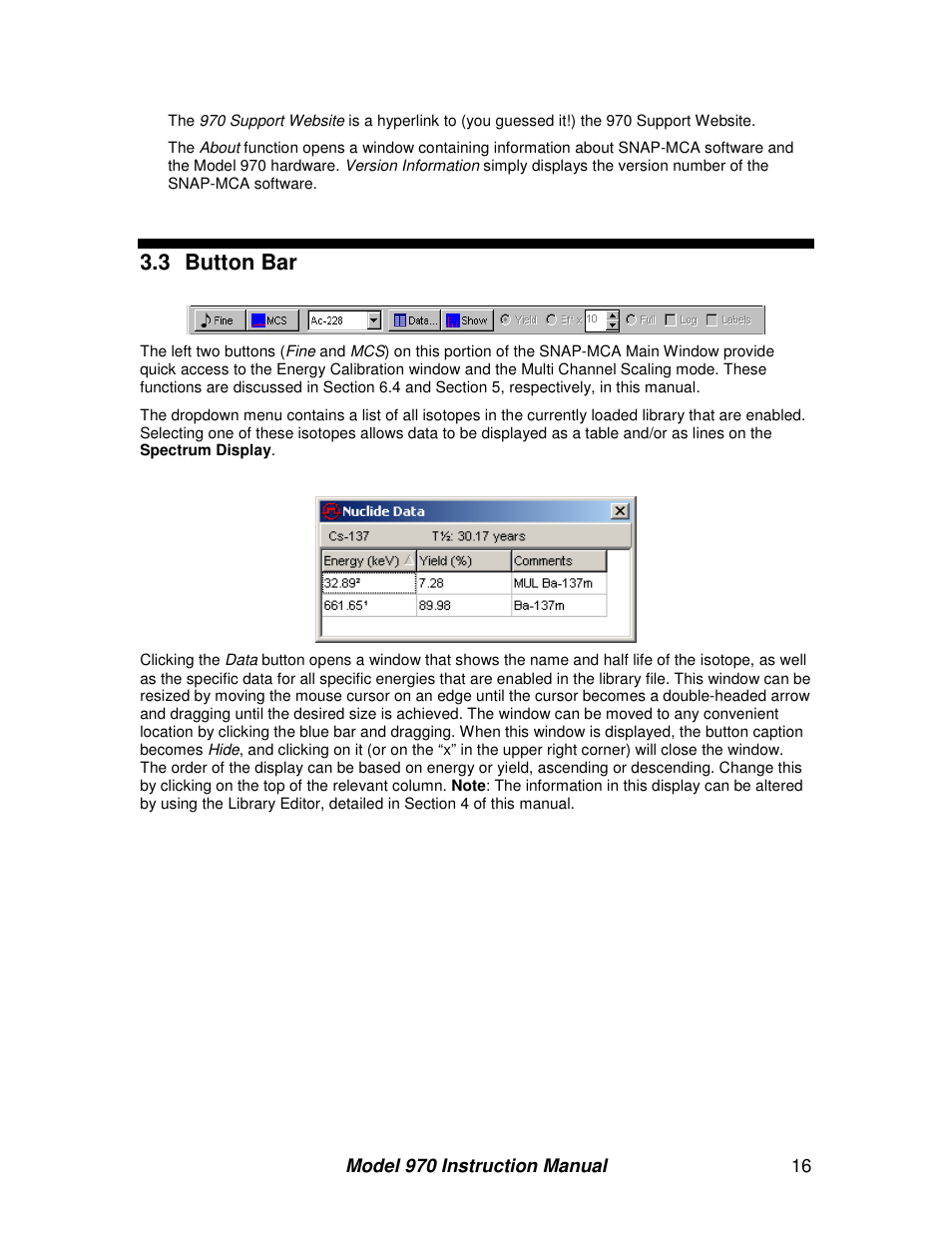 3 button bar | BNC 970 Portable Multi-Channel Analyzer (MCA) User Manual | Page 19 / 53