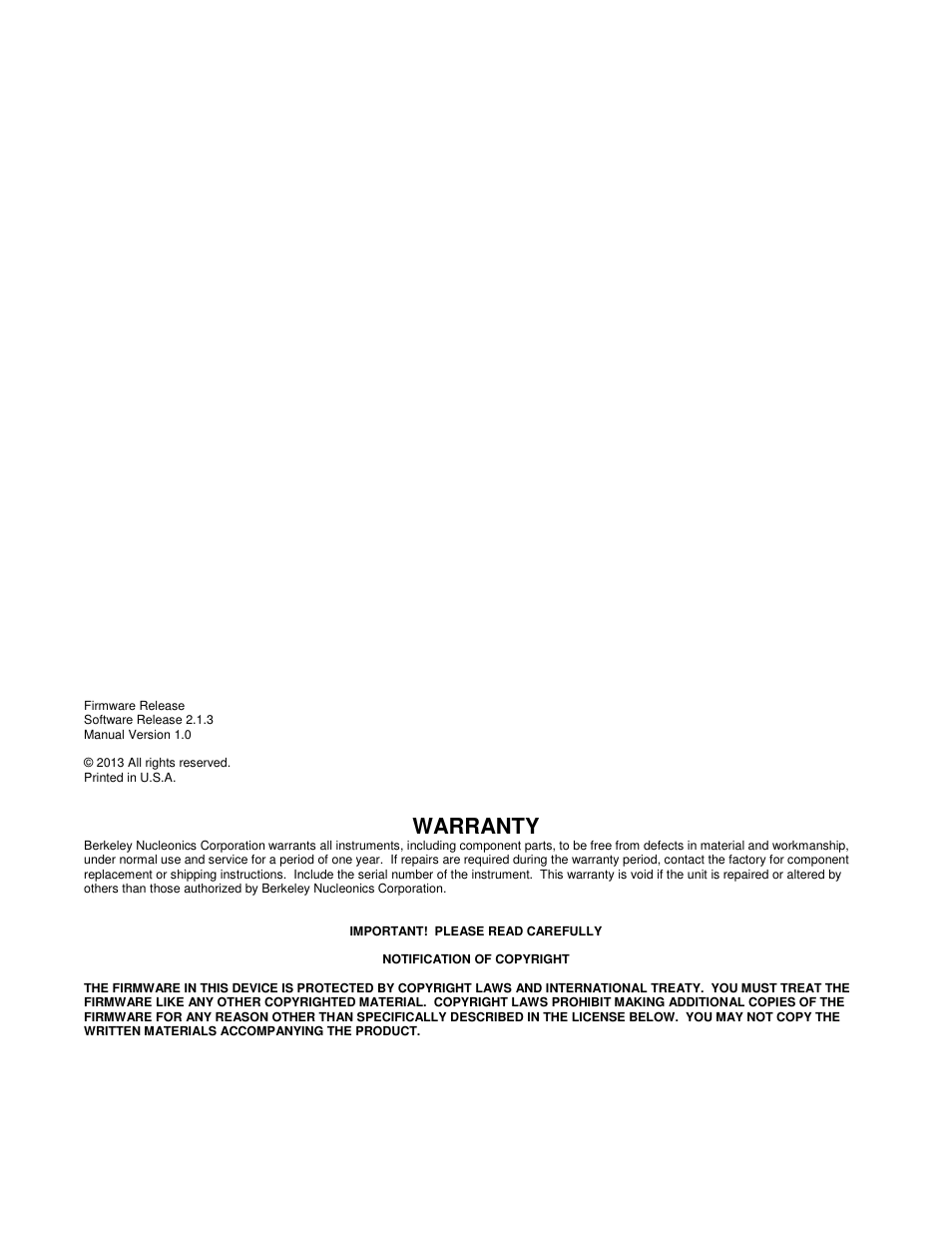 Warranty | BNC 970 Portable Multi-Channel Analyzer (MCA) User Manual | Page 2 / 53