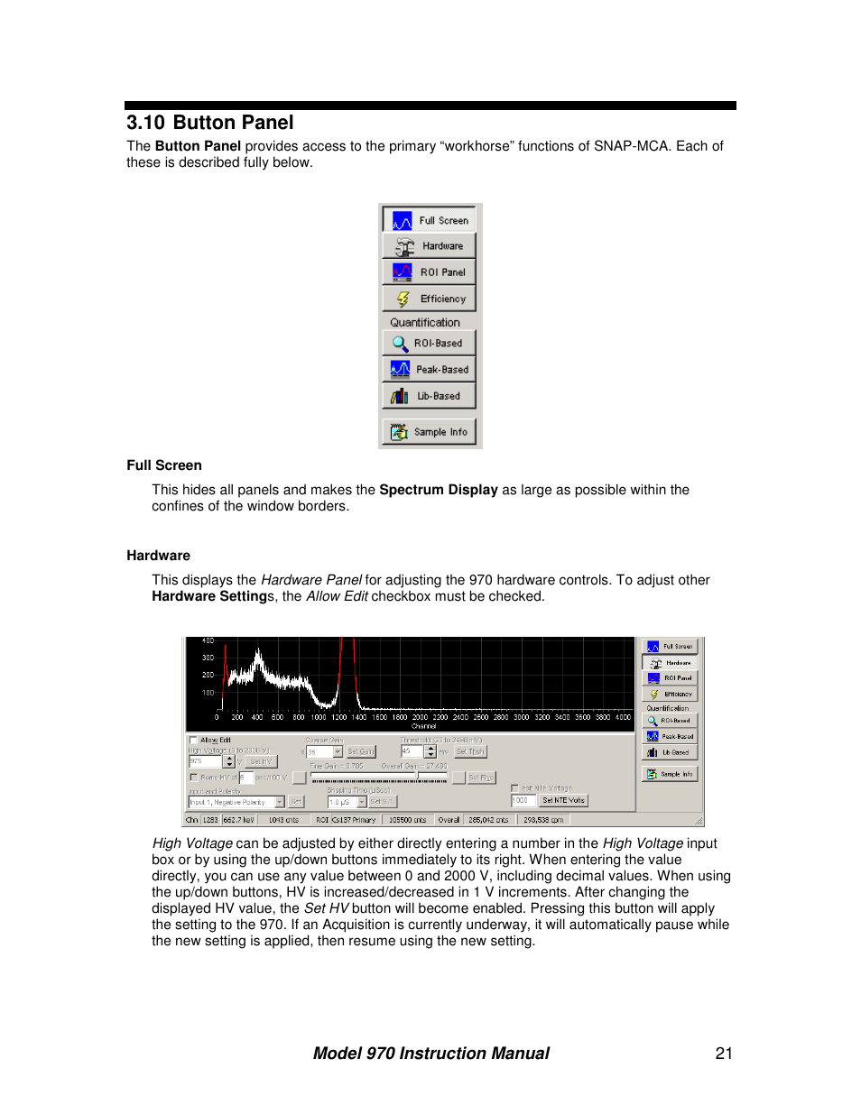 10 button panel | BNC 970 Portable Multi-Channel Analyzer (MCA) User Manual | Page 24 / 53
