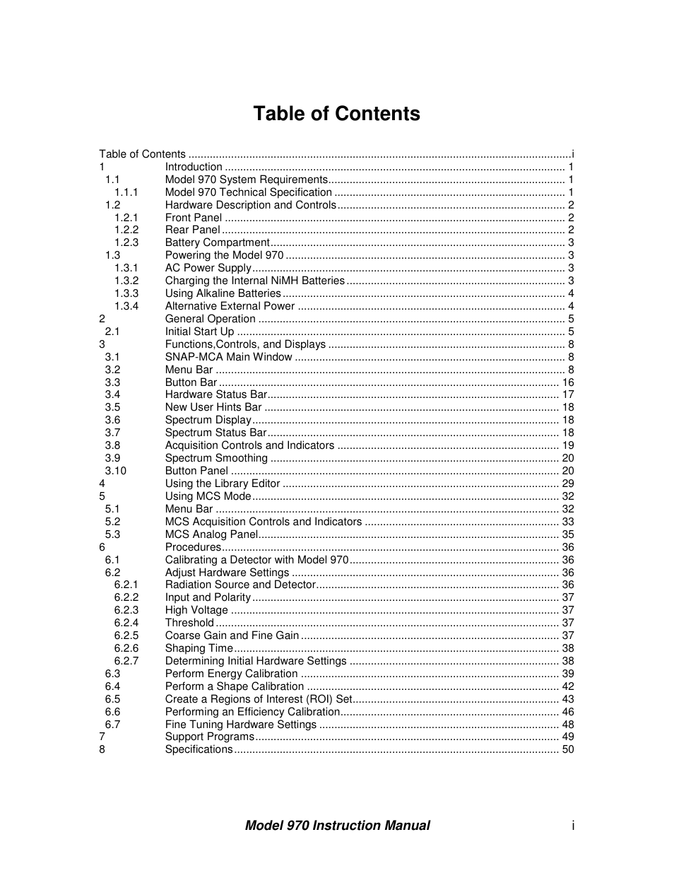BNC 970 Portable Multi-Channel Analyzer (MCA) User Manual | Page 3 / 53