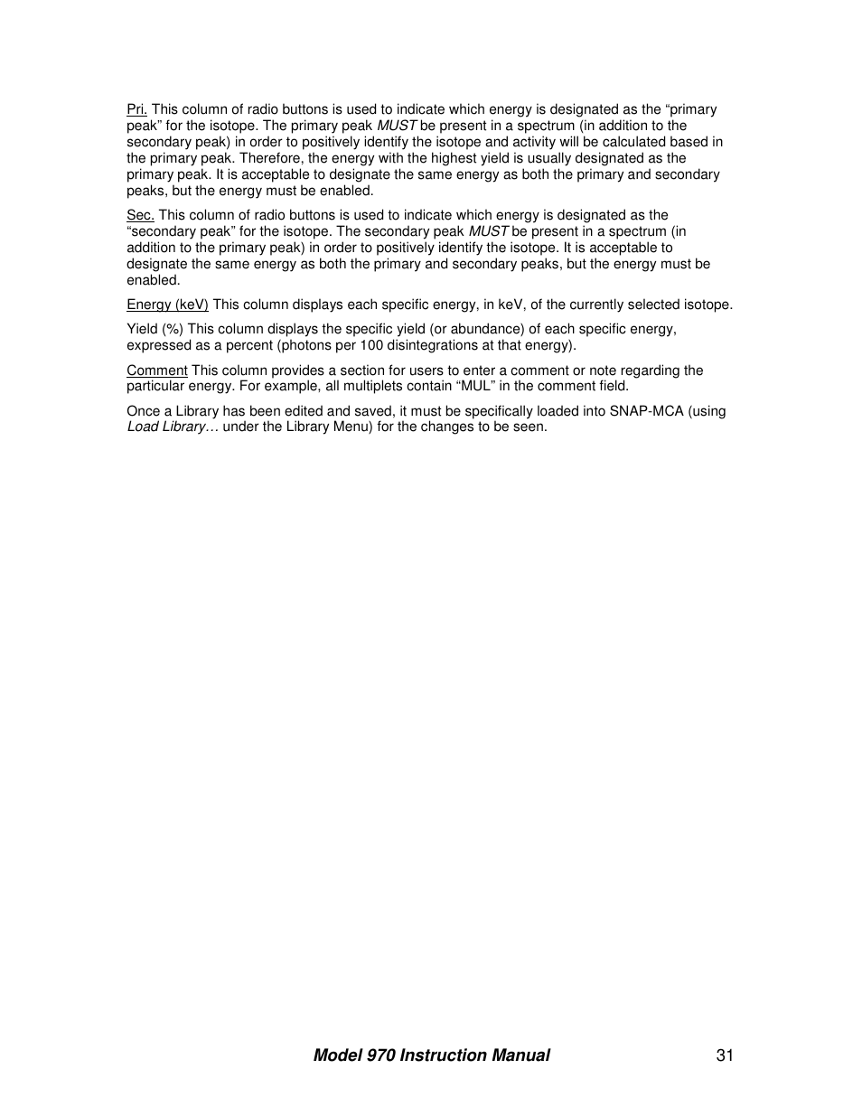 BNC 970 Portable Multi-Channel Analyzer (MCA) User Manual | Page 34 / 53