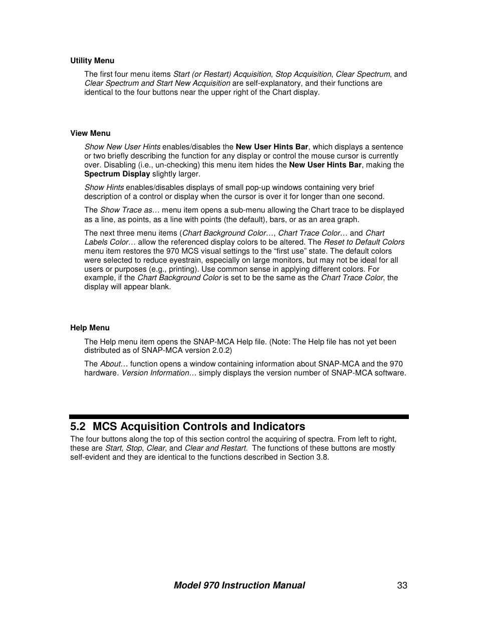 2 mcs acquisition controls and indicators | BNC 970 Portable Multi-Channel Analyzer (MCA) User Manual | Page 36 / 53