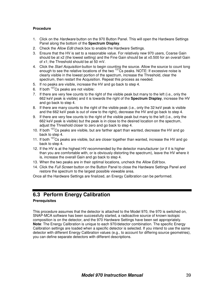 3 perform energy calibration | BNC 970 Portable Multi-Channel Analyzer (MCA) User Manual | Page 42 / 53