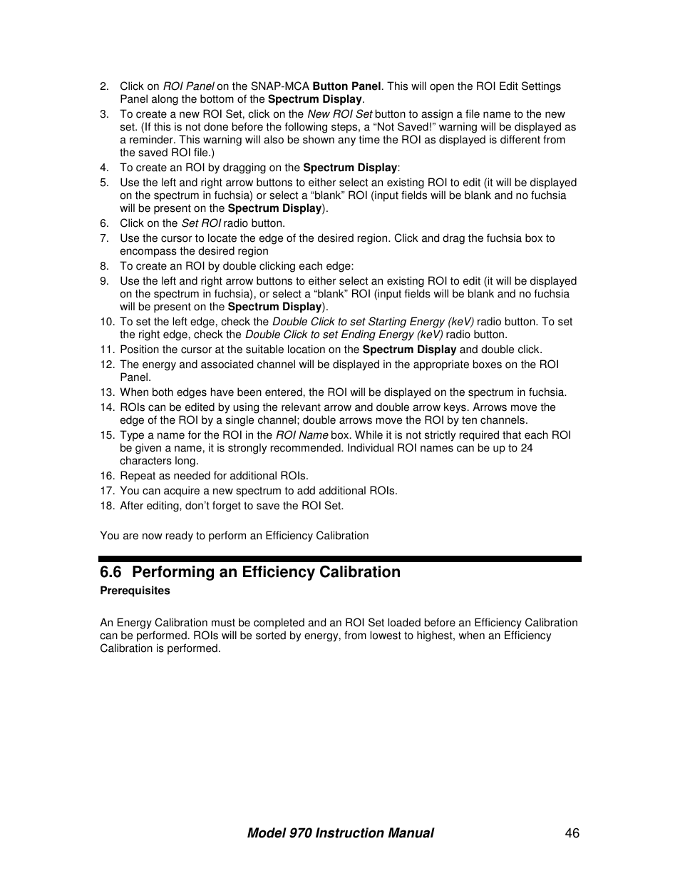 6 performing an efficiency calibration | BNC 970 Portable Multi-Channel Analyzer (MCA) User Manual | Page 49 / 53