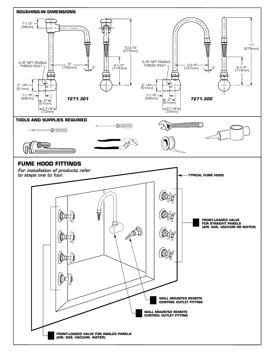 Fume hood fittings | American Standard 7271.300 User Manual | Page 2 / 4