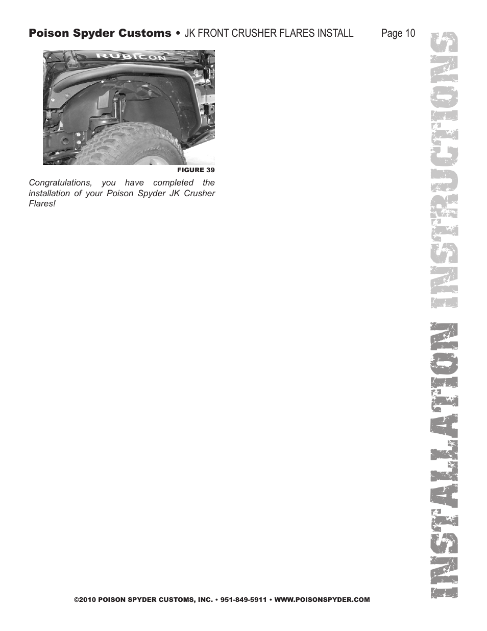Installation instruc tions | Poison Spyder JK FRONT CRUSHER FLARES User Manual | Page 10 / 11