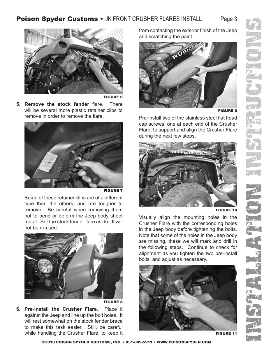 Installation instruc tions | Poison Spyder JK FRONT CRUSHER FLARES User Manual | Page 3 / 11