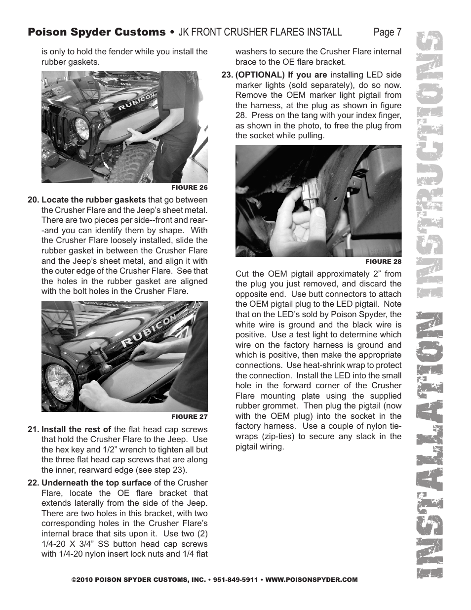 Installation instruc tions | Poison Spyder JK FRONT CRUSHER FLARES User Manual | Page 7 / 11