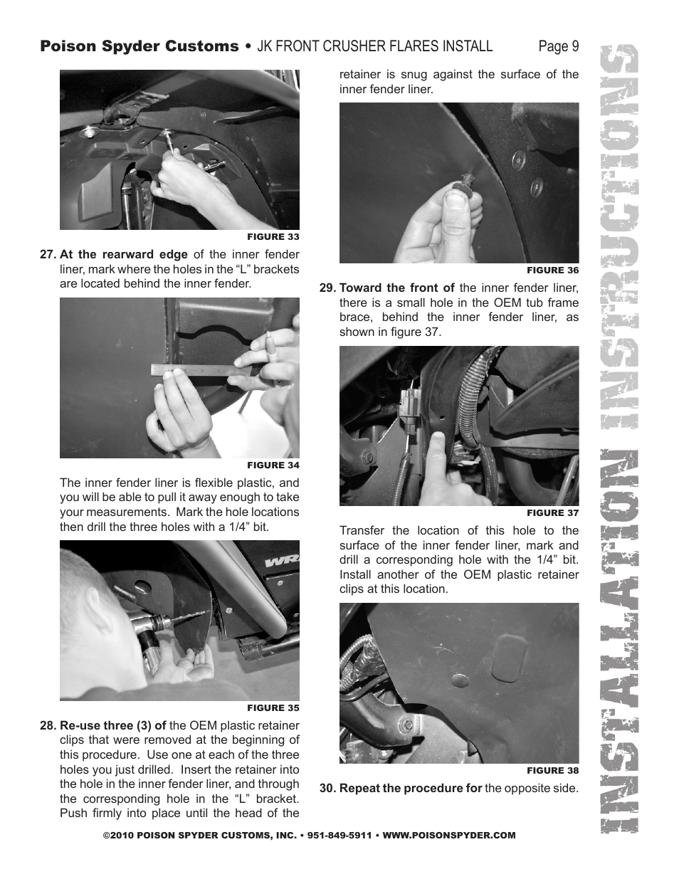 Installation instruc tions | Poison Spyder JK FRONT CRUSHER FLARES User Manual | Page 9 / 11