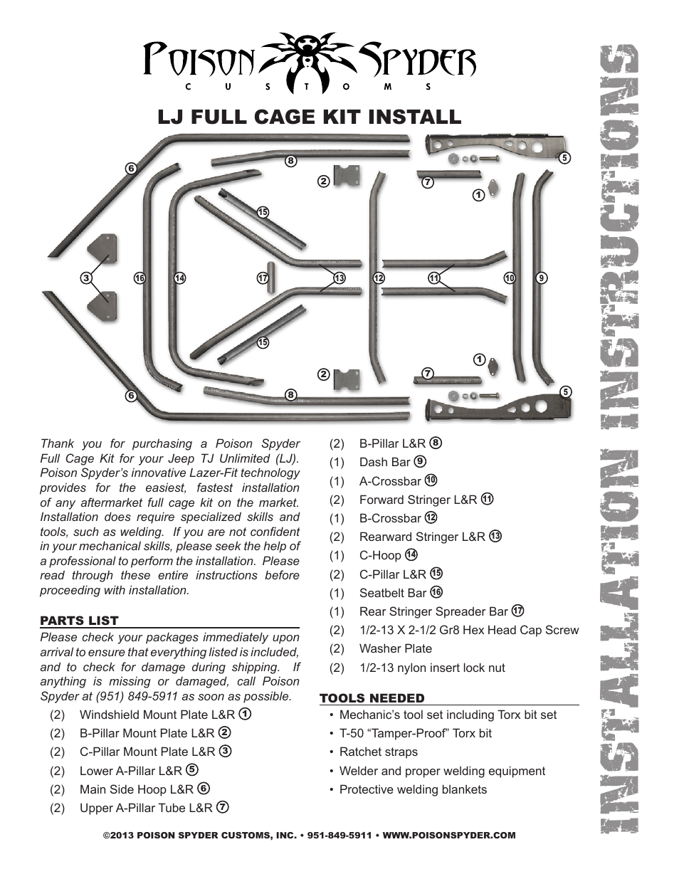 Poison Spyder LJ FULL CAGE KIT User Manual | 7 pages