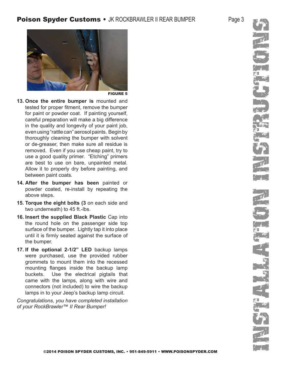Installation instruc tio ns | Poison Spyder JK ROCKBRAWLER II REAR BUMPER User Manual | Page 3 / 4