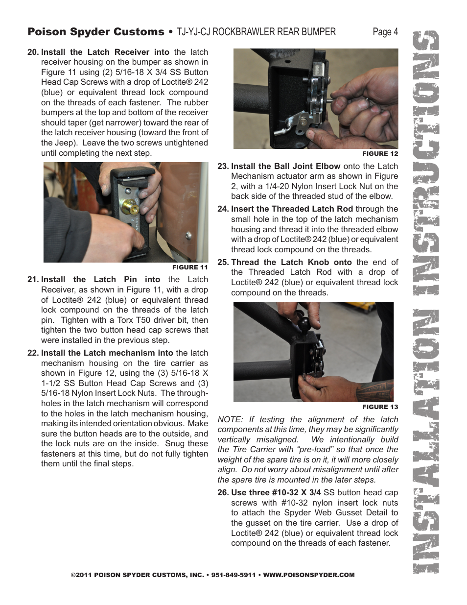 Installation instruc tio ns | Poison Spyder CJ ROCKBRAWLER REAR BUMPER WITH TIRE CARRIER User Manual | Page 4 / 8