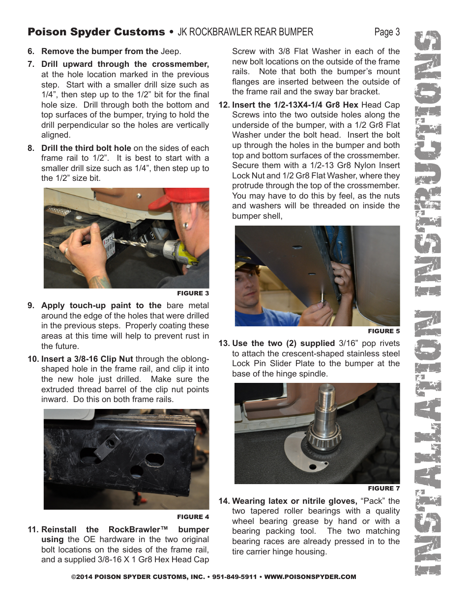 Installation instruc tio ns | Poison Spyder JK ROCKBRAWLER REAR BUMPER WITH TIRE CARRIER User Manual | Page 3 / 9