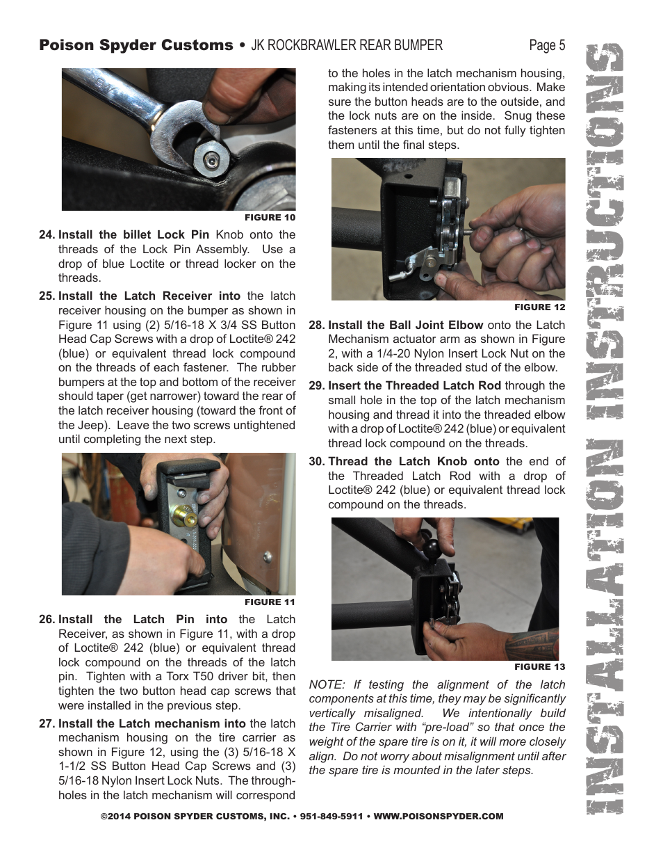 Installation instruc tio ns | Poison Spyder JK ROCKBRAWLER REAR BUMPER WITH TIRE CARRIER User Manual | Page 5 / 9