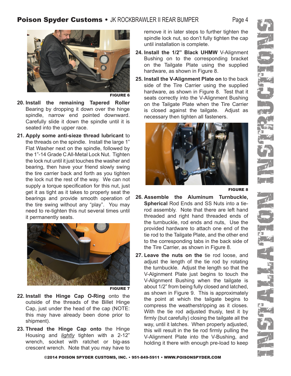 Installation instruc tio ns | Poison Spyder JK ROCKBRAWLER II REAR BUMPER WITH TIRE CARRIER User Manual | Page 4 / 9