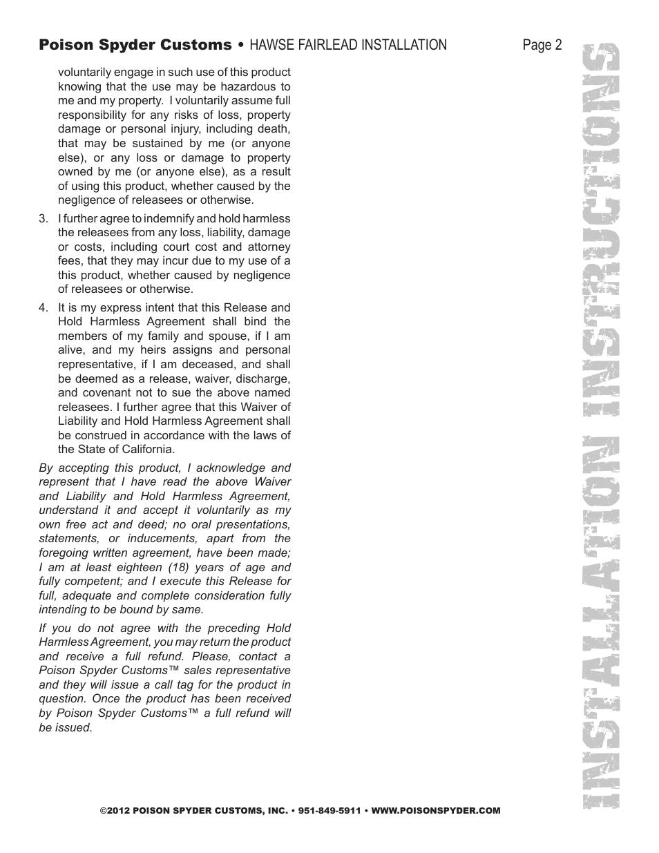 Installation instruc tio ns | Poison Spyder D-RING SHACKLE TAB User Manual | Page 2 / 2