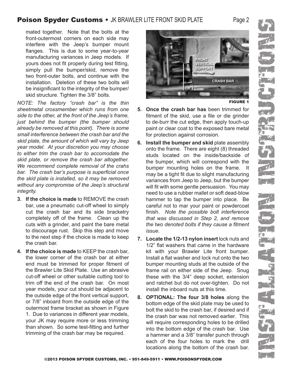 Installation instruc tio ns | Poison Spyder JK BRAWLER LITE FRONT SKID PLATE User Manual | Page 2 / 4