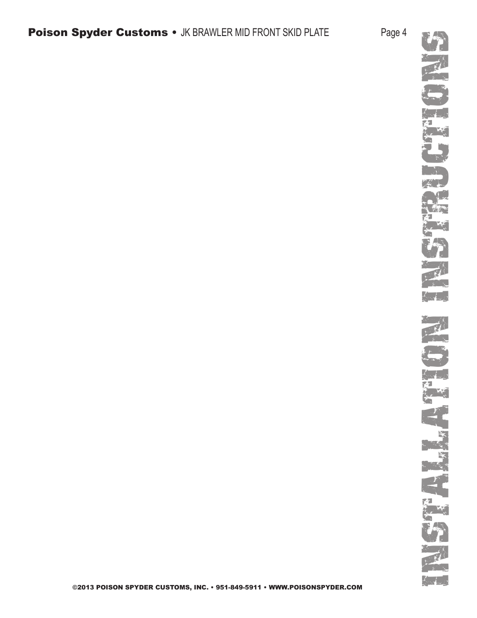 Installation instruc tio ns | Poison Spyder JK BRAWLER MID FRONT SKID PLATE User Manual | Page 4 / 4