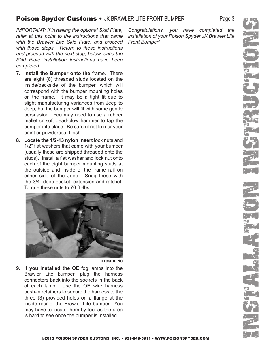 Installation instruc tio ns | Poison Spyder JK BRAWLER LITE FRONT BUMPER User Manual | Page 3 / 4