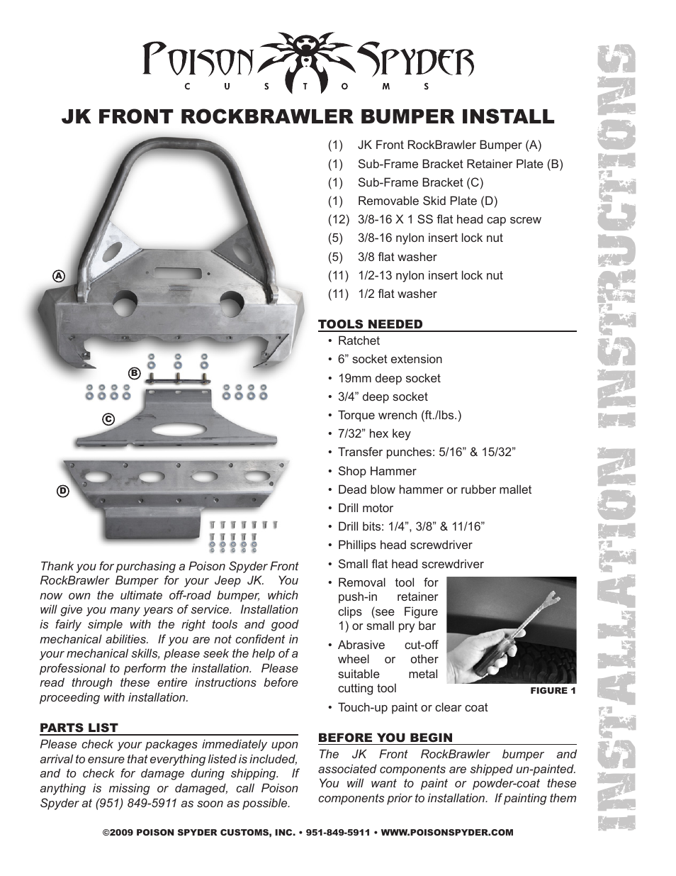 Poison Spyder JK FRONT ROCKBRAWLER BUMPER User Manual | 7 pages
