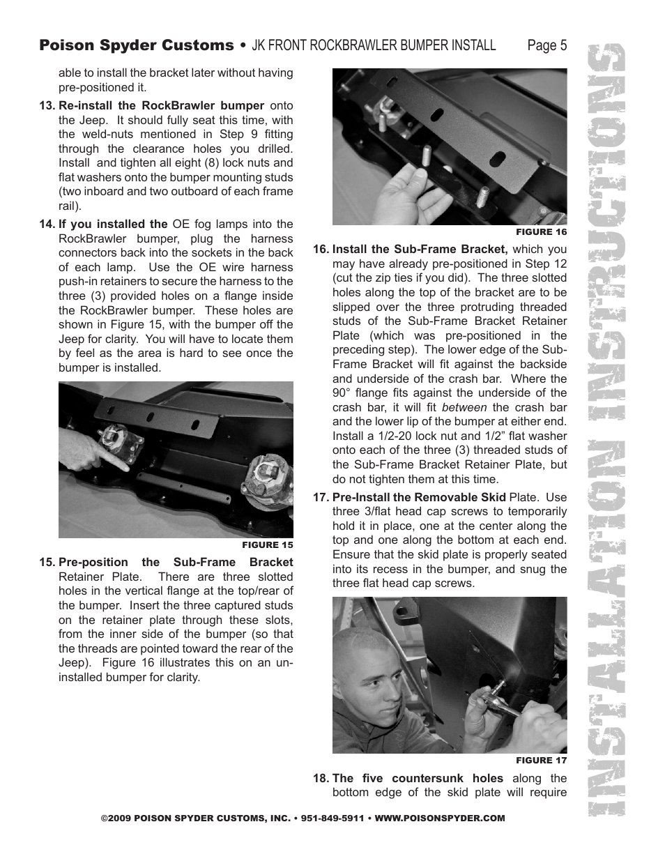 Installation instruc tio ns | Poison Spyder JK FRONT ROCKBRAWLER BUMPER User Manual | Page 5 / 7