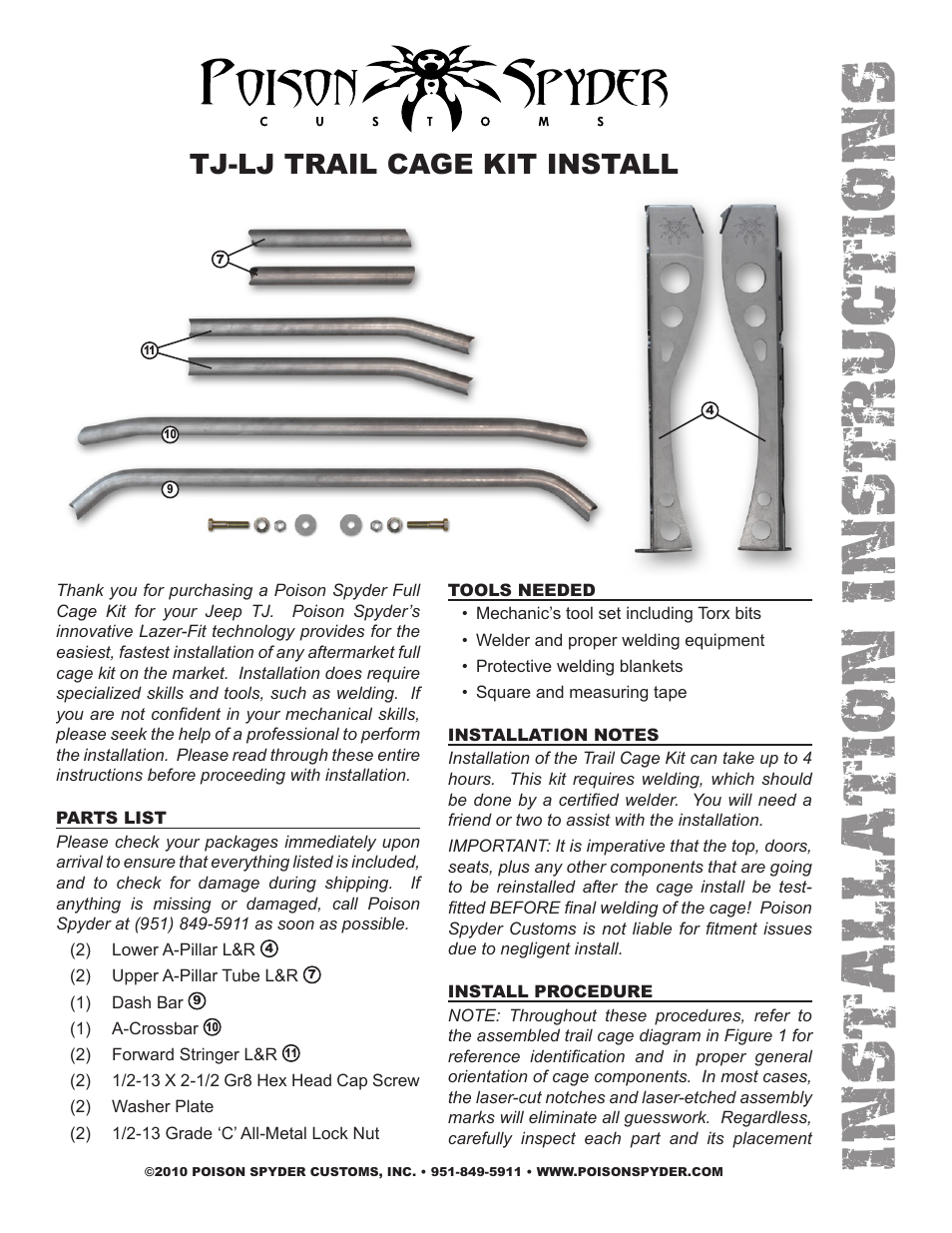 Poison Spyder LJ TRAIL CAGE KIT User Manual | 4 pages