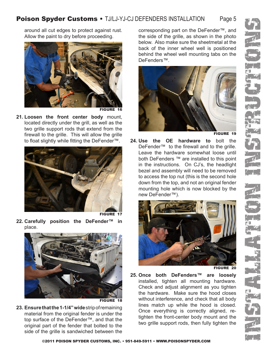 Installation instruc tio ns | Poison Spyder TJ DEFENDERS User Manual | Page 5 / 7